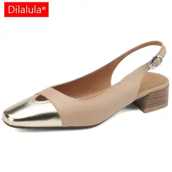Dilalula/ Офисные повседневные женские туфли-лодочки, Модные полые разноцветные босоножки из натуральной кожи на низком каблуке, Женская обувь, весна-лето