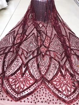 Африканская кружевная ткань 2021 г. Высококачественное кружево Нигерийский Тюль Кружевные ткани Французская Сетка Кружевной материал для женского платья