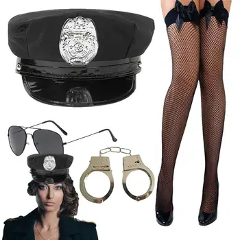 Женские сексуальные чулки для женщин-полицейских, комплект для косплея, Ажурные чулки для косплея, Мягкие сетчатые чулки с бантом для женщин