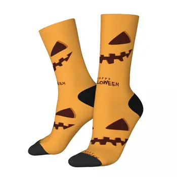 Носки для взрослых с желтой тыквой в виде лица, мужские компрессионные носки унисекс, бесшовные носки для экипажа Harajuku