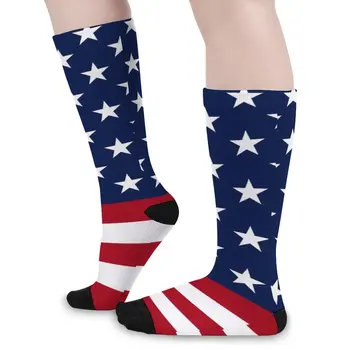 Носки с американским флагом, зимние патриотические чулки со звездами и полосками, забавные Унисекс, мягкие дышащие носки, спортивные нескользящие носки на открытом воздухе