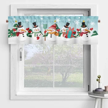 Рождественские украшения, занавеска для праздничного окна 137x45 см, балдахин Санта для зимнего снеговика Клауса