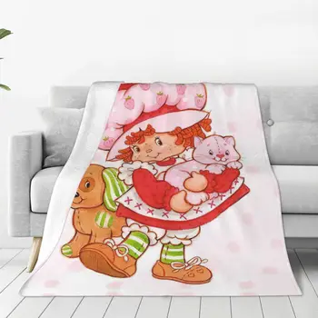 Розовое фланелевое одеяло с клубничным песочным печеньем из мультфильма Каваи на заказ для домашнего гостиничного дивана 200x150 см 1